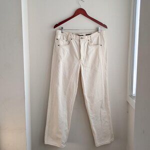 Ivory White High Rise Straight Denim Jeans